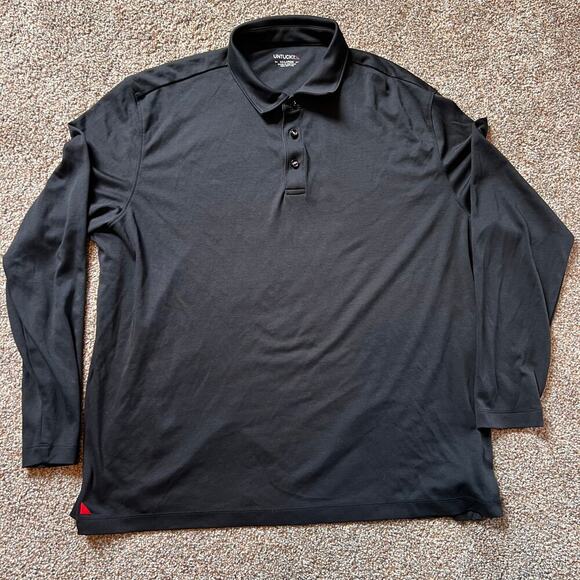UNTUCKit Wrinkle Free Damaschino Long Sleeve Polo.  Black.  Size XXL - Picture 3 of 7